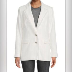 KARL LAGERFELD PARIS Fringed Tweed Blazer